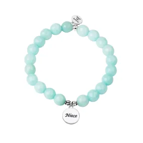 Niece | Stone Beaded Charm Bracelet | Tiffany Blue Agate