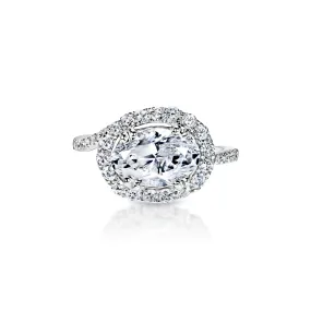 Ophelia 3 Carat Oval Cut Halo Diamond Engagement Ring in 14k White Gold By Mike Nekta