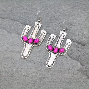 Pink cactus earrings