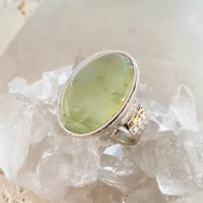 Prehnite Large Oval Ring- Gaia