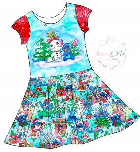 PREORDER - 626 Christmas - Isla DRESS w/panel - Snowman