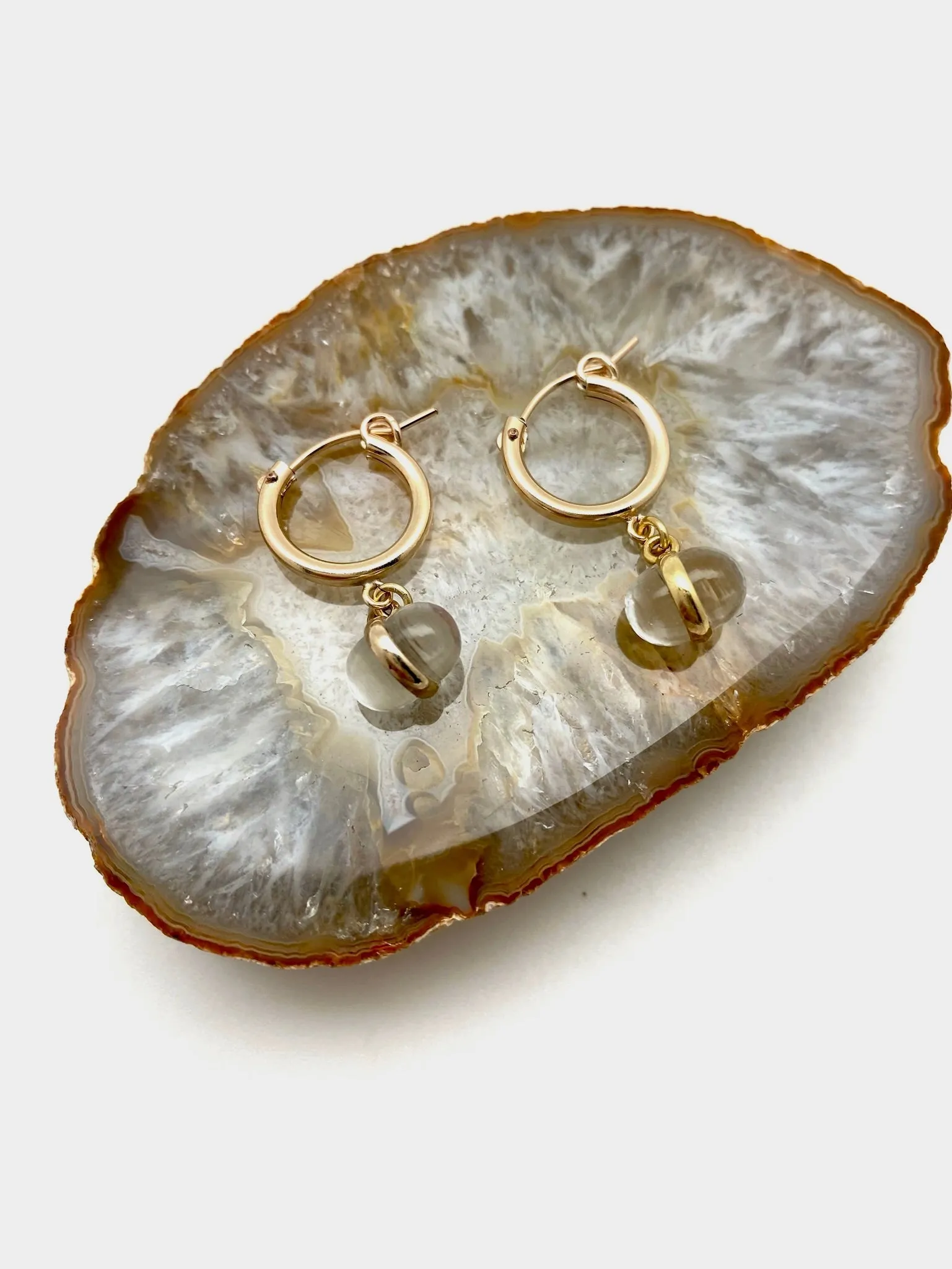 Quartz Orb Hoops