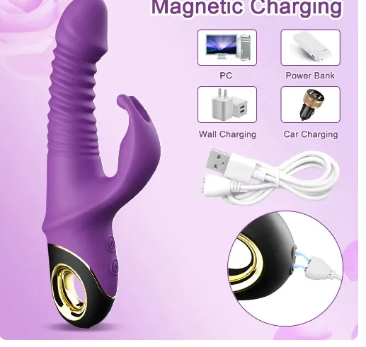 Rabbit Thrusting Vibrator Automatic Telescopic G-Spot Clitoris Stimulator