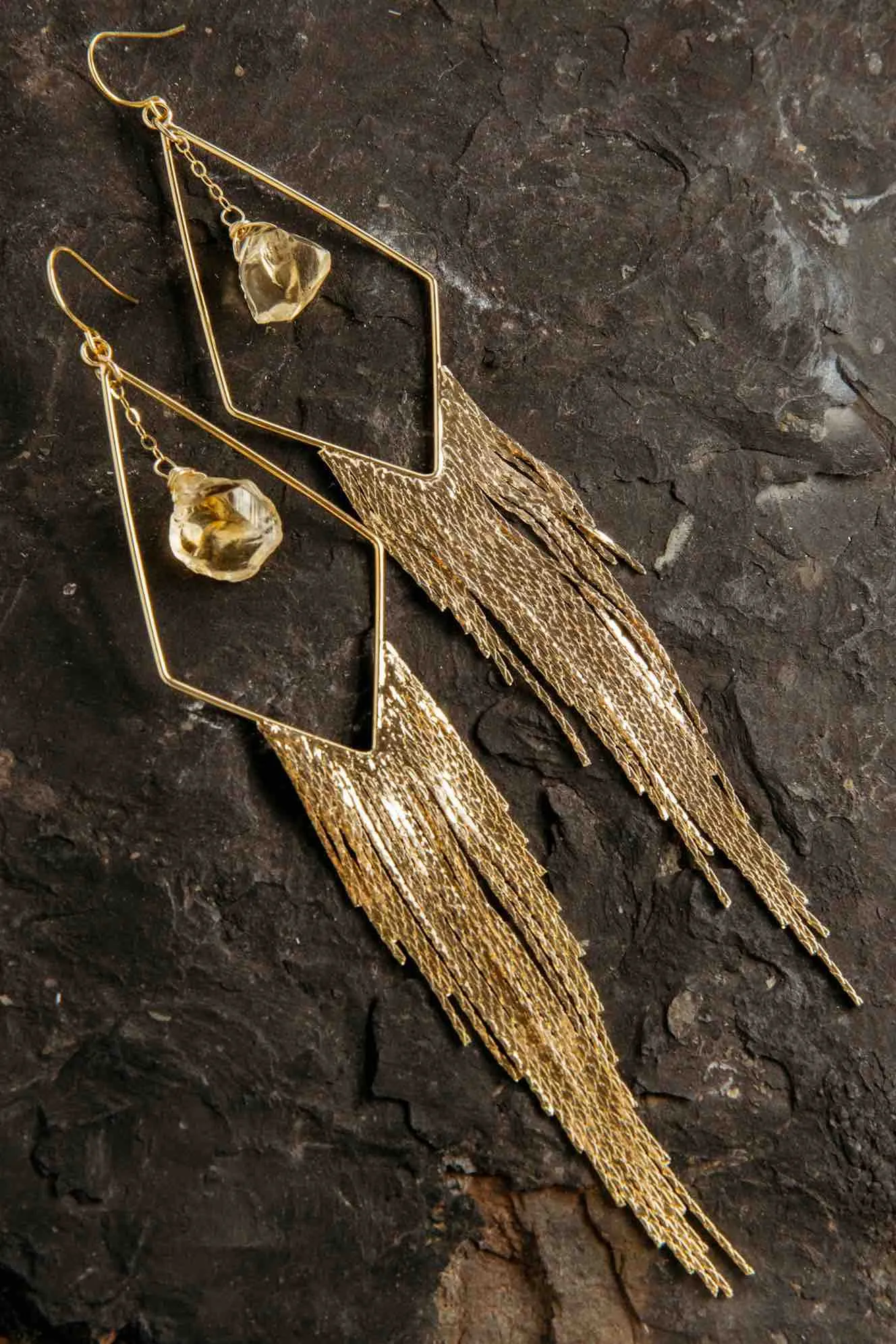 Radiate Citrine Gold Fringe Earrings