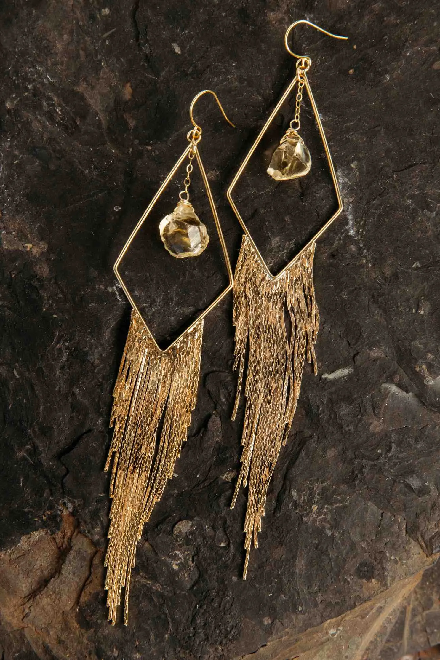 Radiate Citrine Gold Fringe Earrings