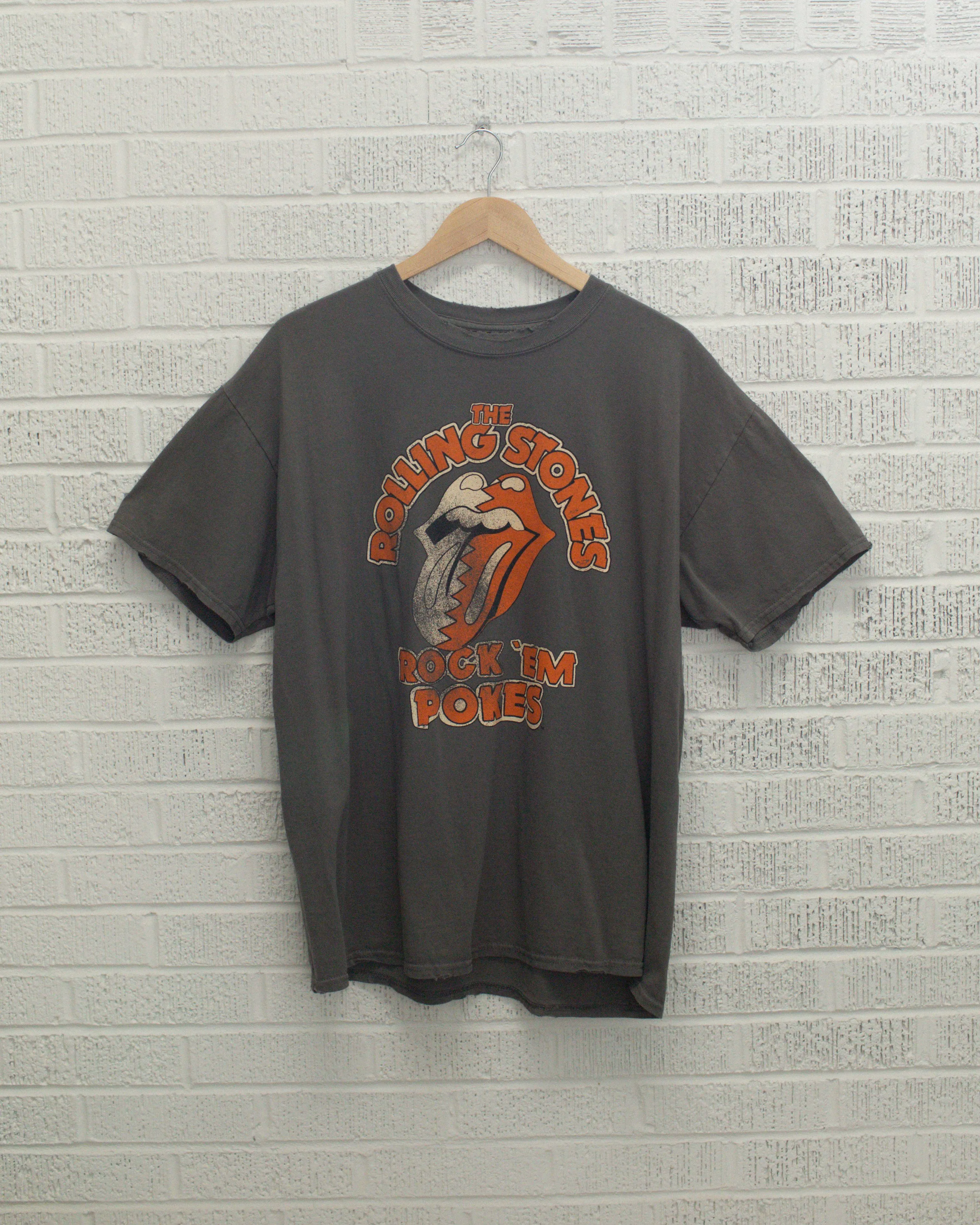 Rolling Stones Rock 'Em Pokes Charcoal Thrifted Tee