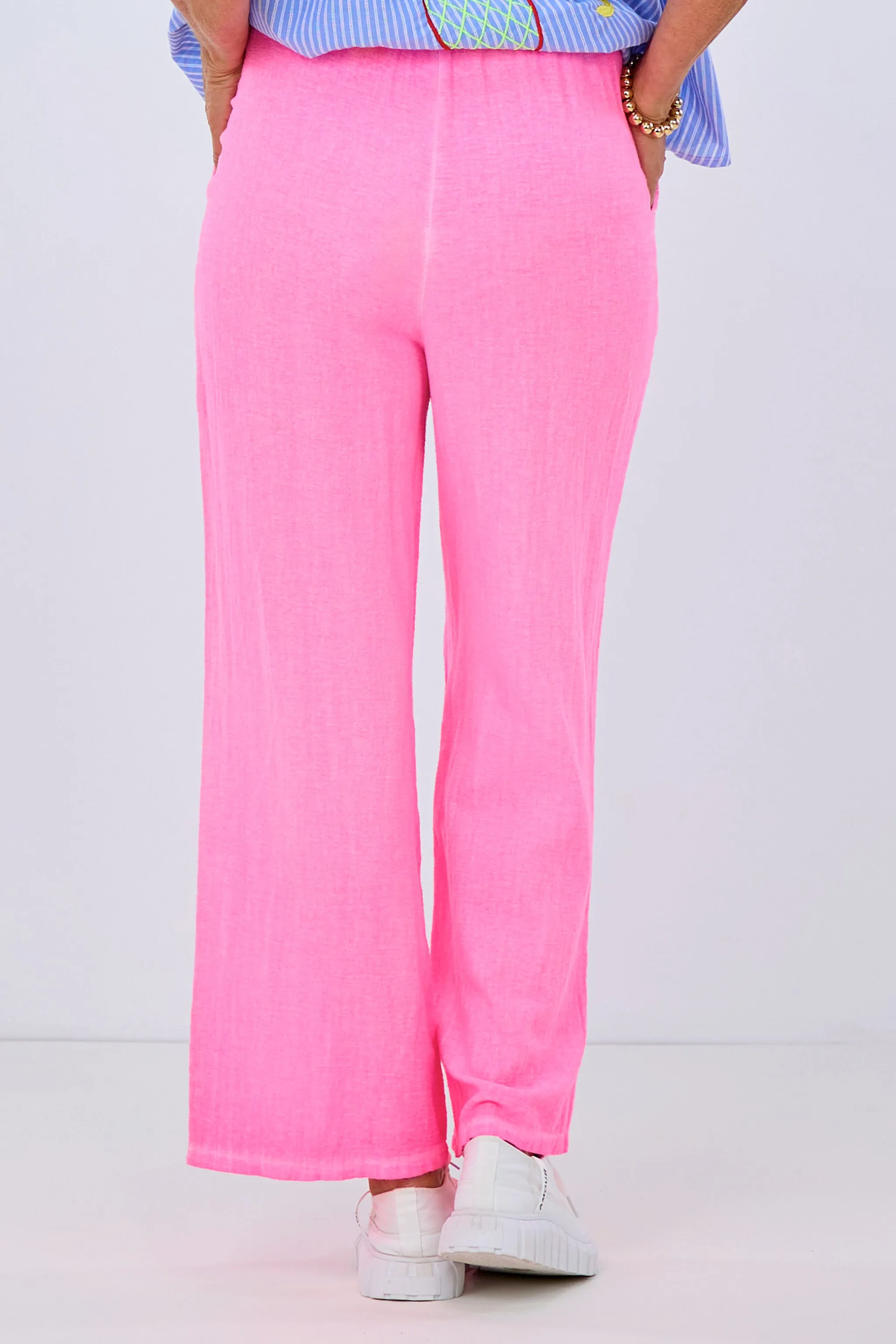 Schlupfhose aus angerauhter Baumwolle, neon pink