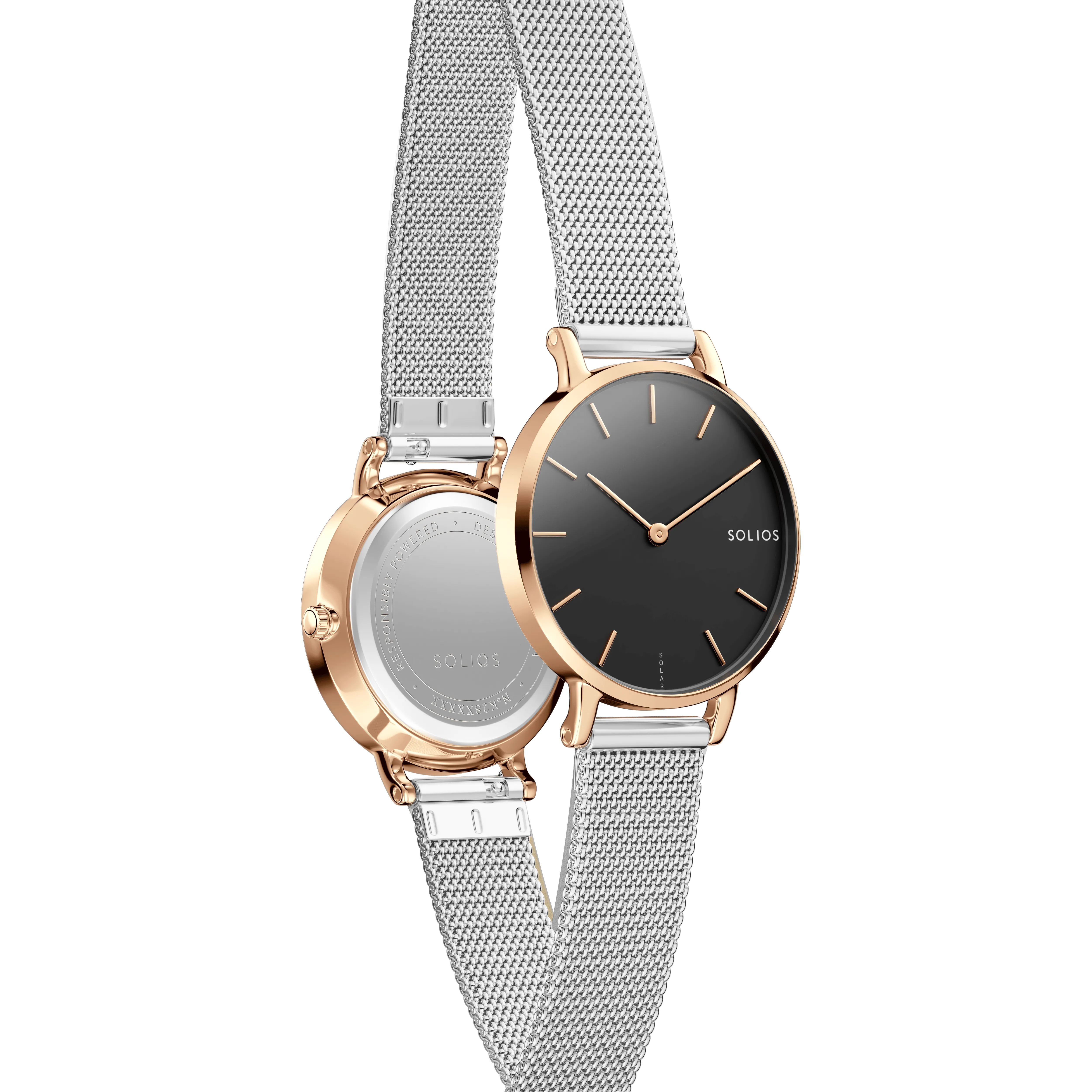 The Solar Mini | Black Dial - Rose Gold Case