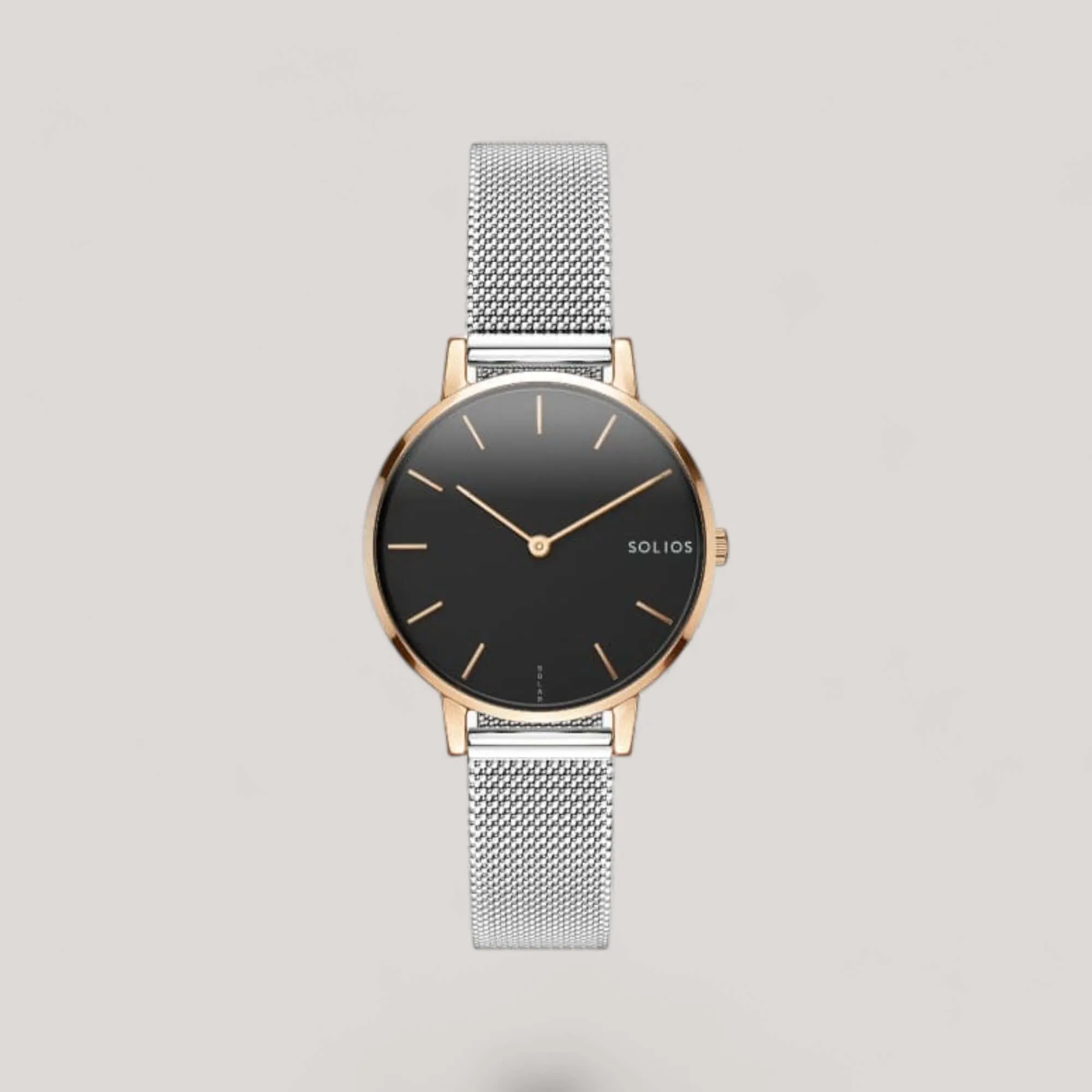 The Solar Mini | Black Dial - Rose Gold Case