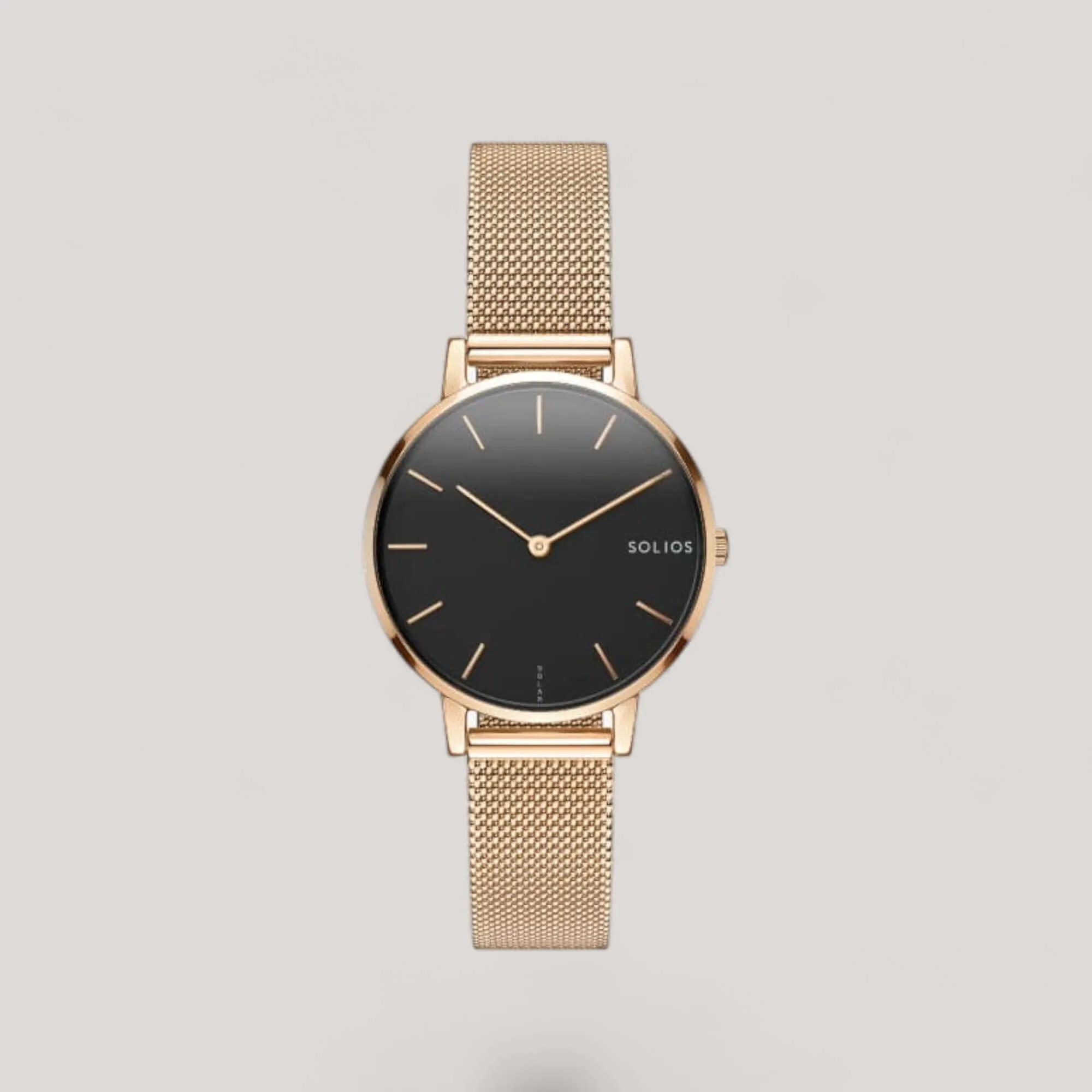 The Solar Mini | Black Dial - Rose Gold Case