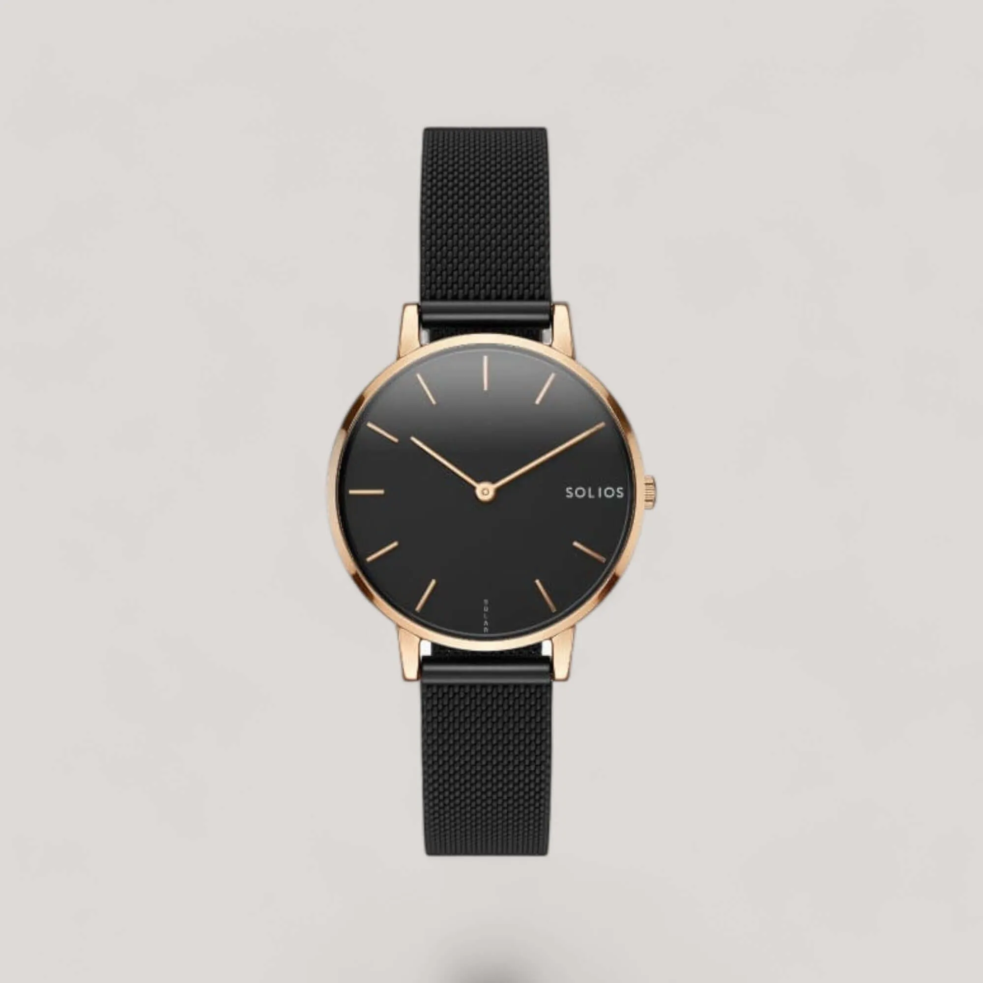 The Solar Mini | Black Dial - Rose Gold Case