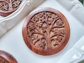 Tree of Life Round Wood Incense Burner