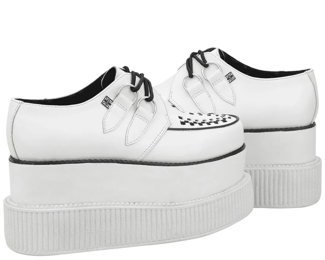 T.U.K White Leather White 3x Sole Viva Mondo Creeper