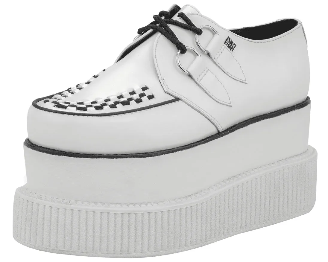 T.U.K White Leather White 3x Sole Viva Mondo Creeper