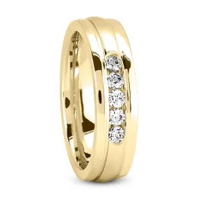 Waylon Men's Diamond Wedding Ring Round Cut Channel Set in 14K White/Yellow/Rose Gold By Mike Nekta NYC Size, 6MM